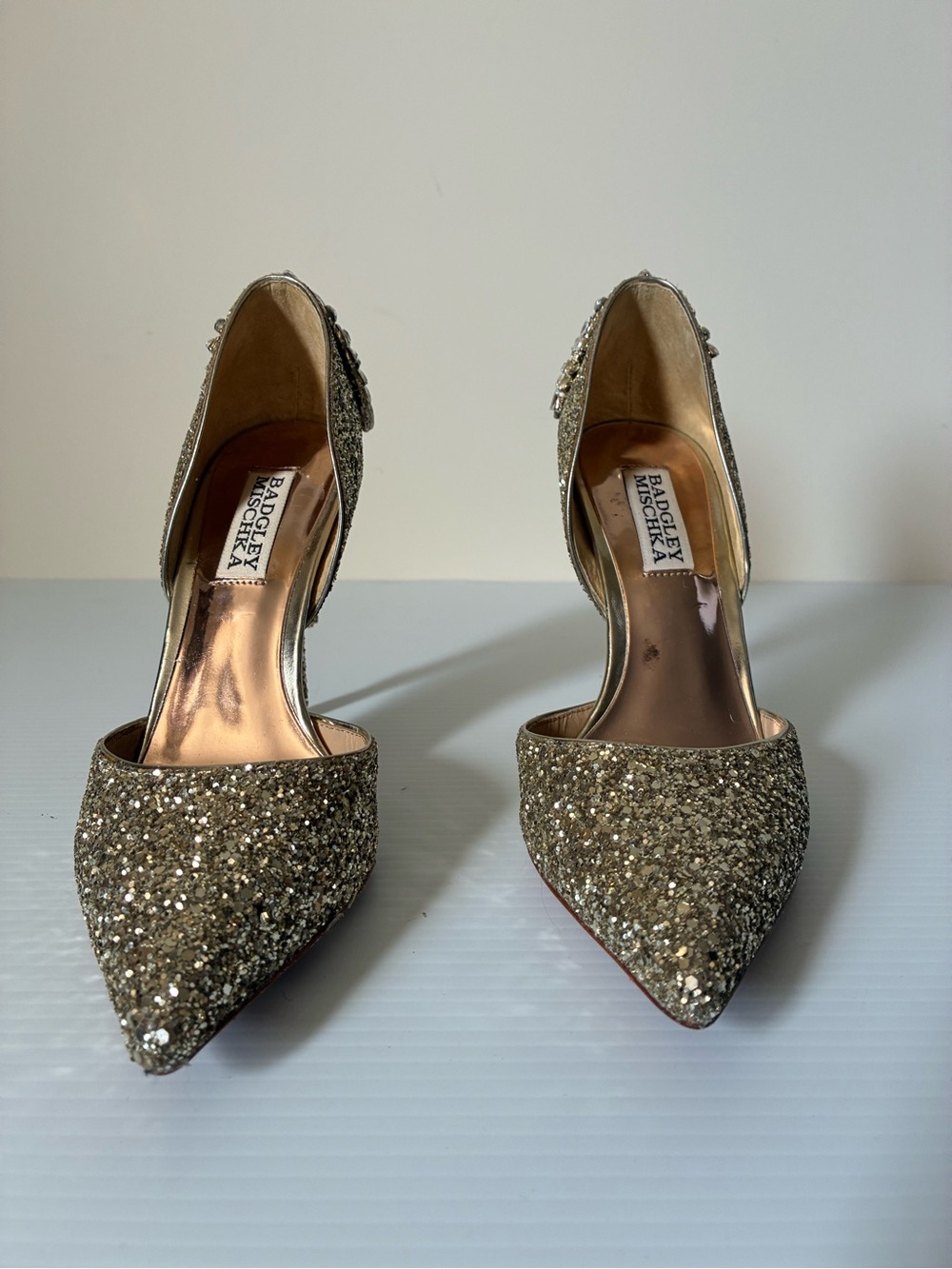 Badgley Mischka Vogue III Crystal Glitter Pointed Toe Pumps Heels size 6 - Picture 5 of 11